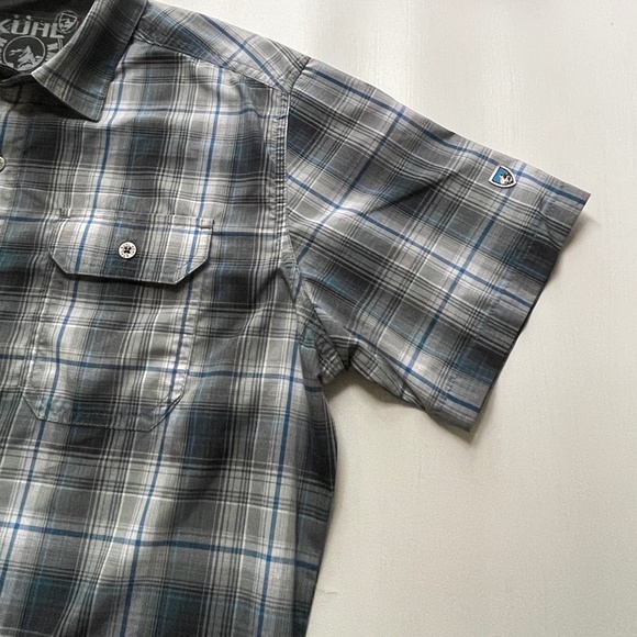 Kuhl Shirt Mens Small Eluxur Plaid Short Sleeve Button Hiking Outdoor Gorpcore - Picture 4 of 11